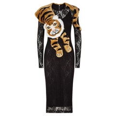 DOLCE&GABBANA  Faux Fur Tiger Lace Dress  42IT  New With Tags