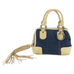 Dolce&Gabbana Fringe Boston 25mz1016 Beige Denim Satchel