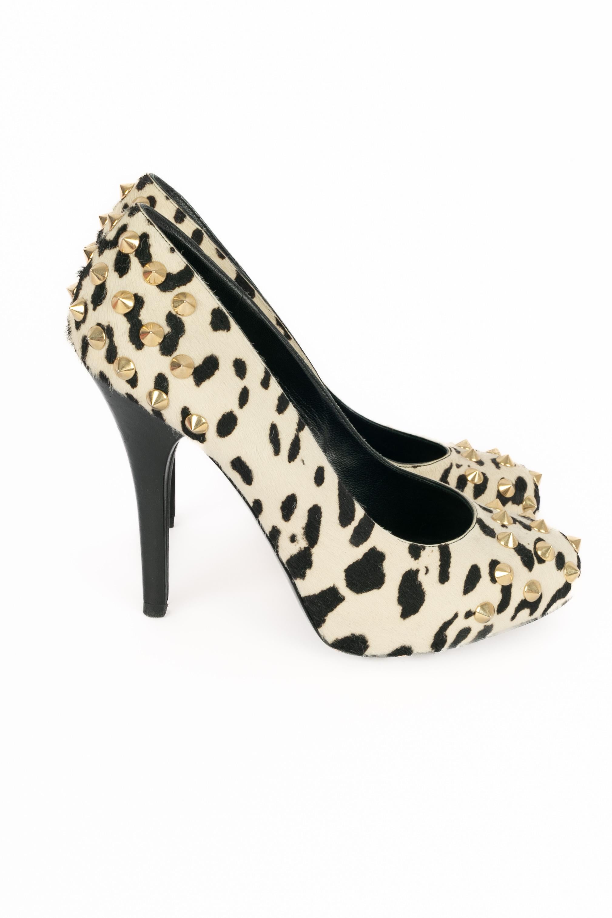 Black Dolce&Gabbana fur stilettoes For Sale