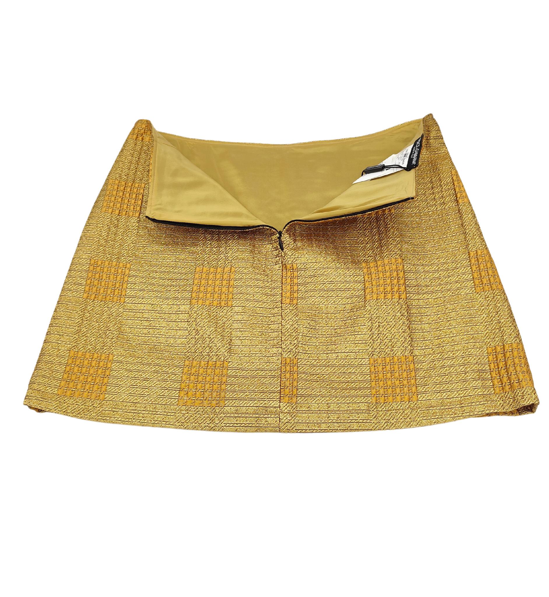 Dolce&Gabbana minifalda dorada con textura NWT en venta 3
