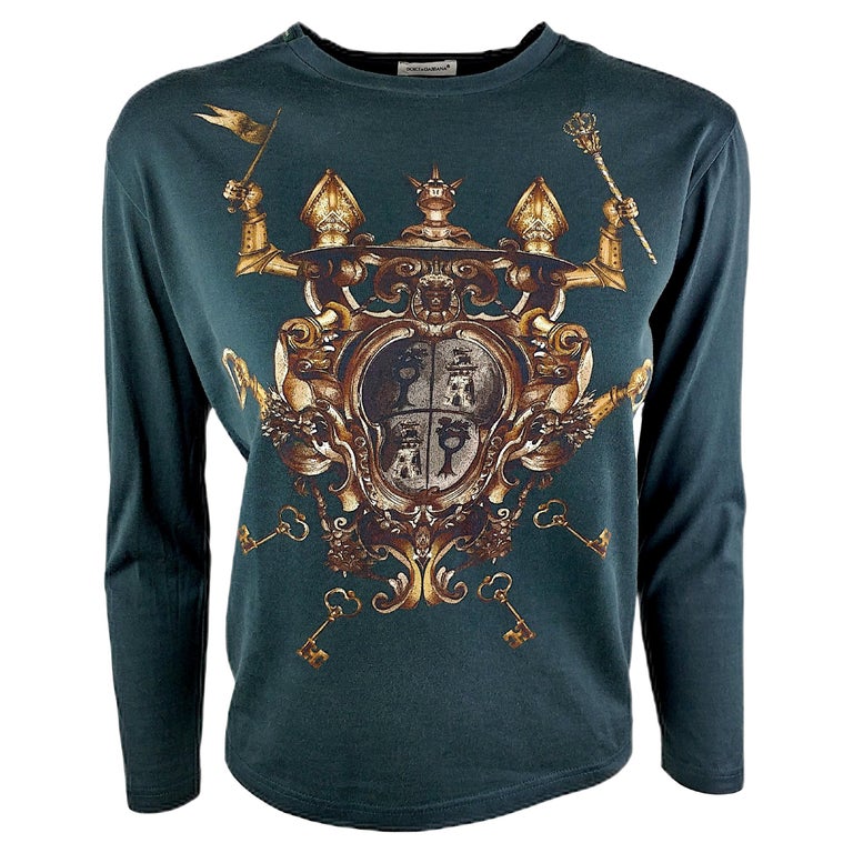 Dolce & Gabbana Gray Solid 100% Cotton V-neck Top T-shirt