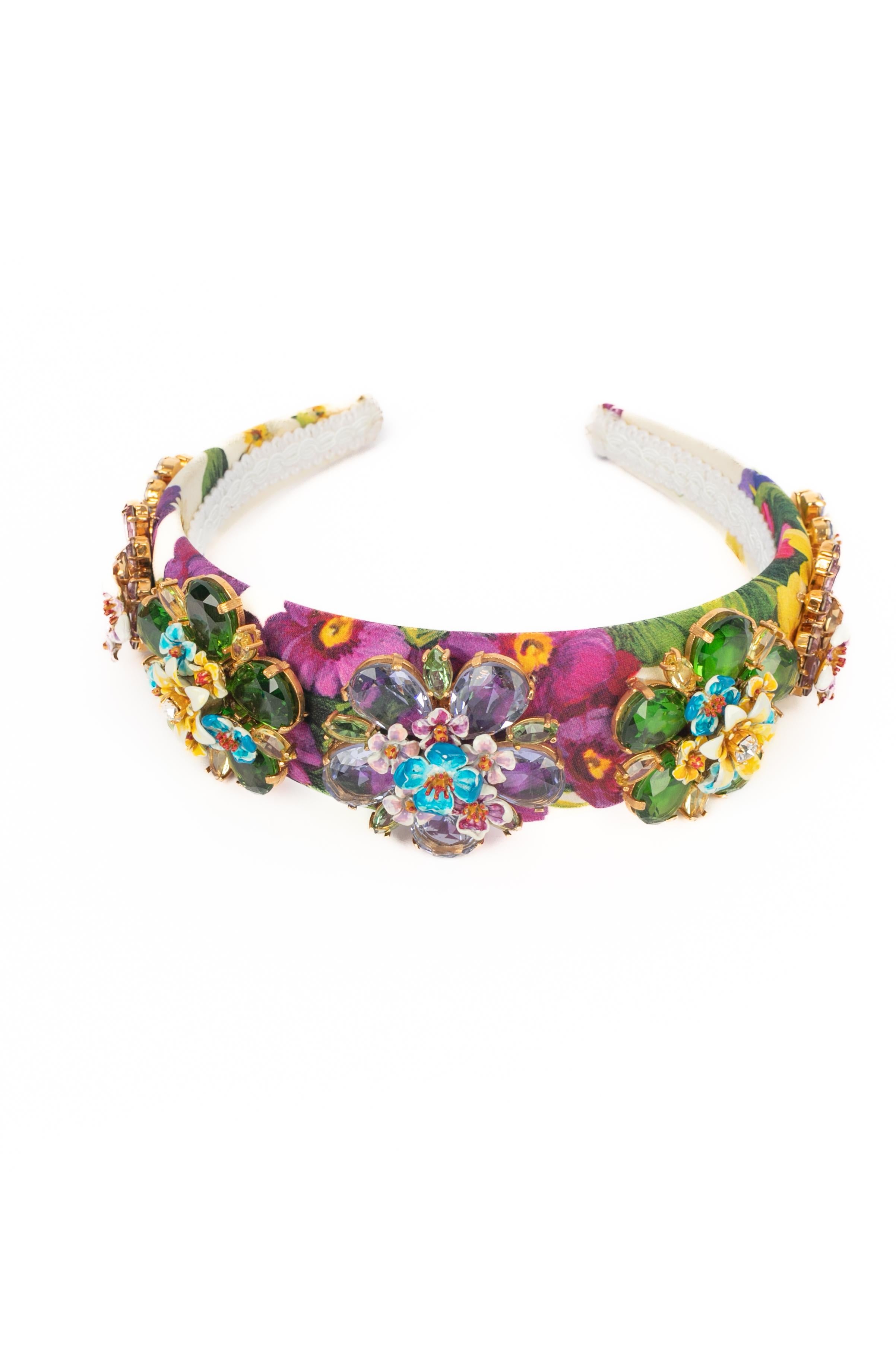 Marrone Dolce&Gabbana headband with flowers in vendita