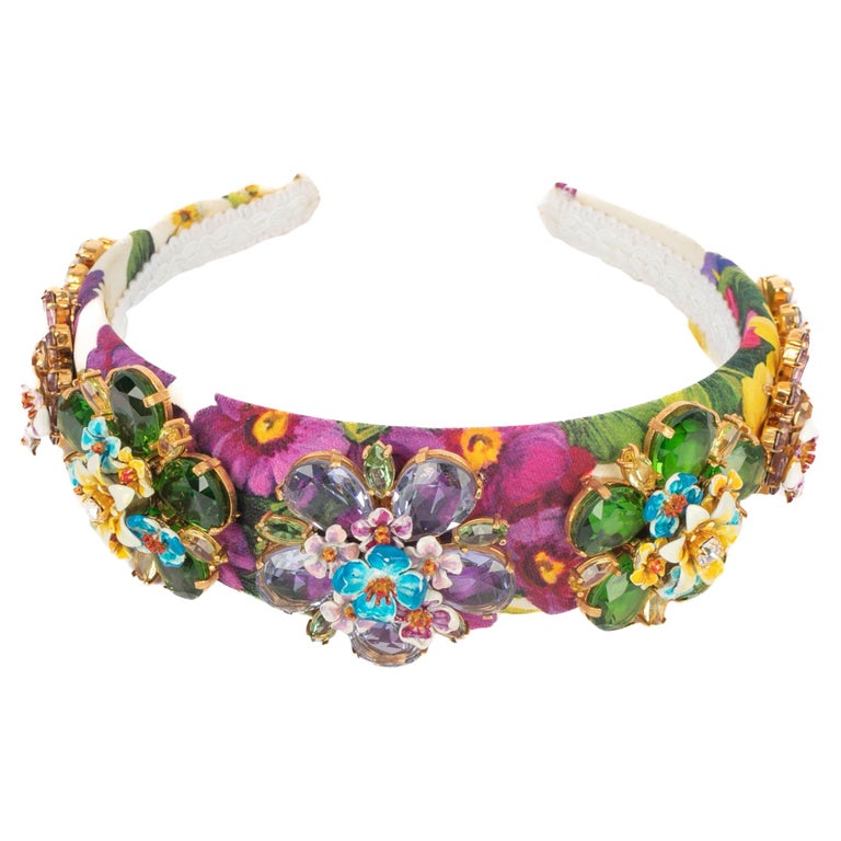 DOLCE &‎ GABBANA head band authentic 100% Dolce & Gabbana Red with multicolor Rose Silk Crystal Netted  main image 4