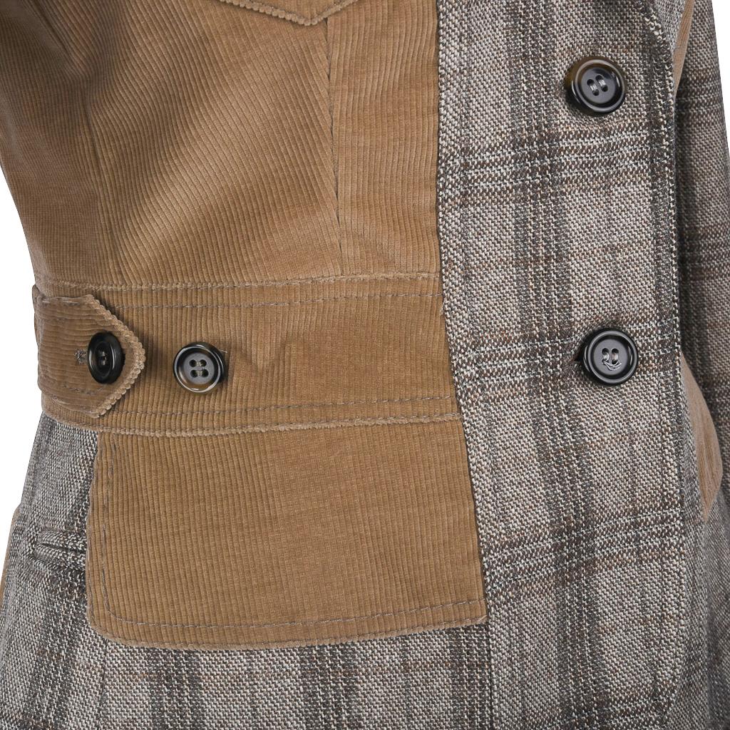 Dolce&Gabbana Jacket Gray Plaid w/ Corduroy Trim 42 / 6 1