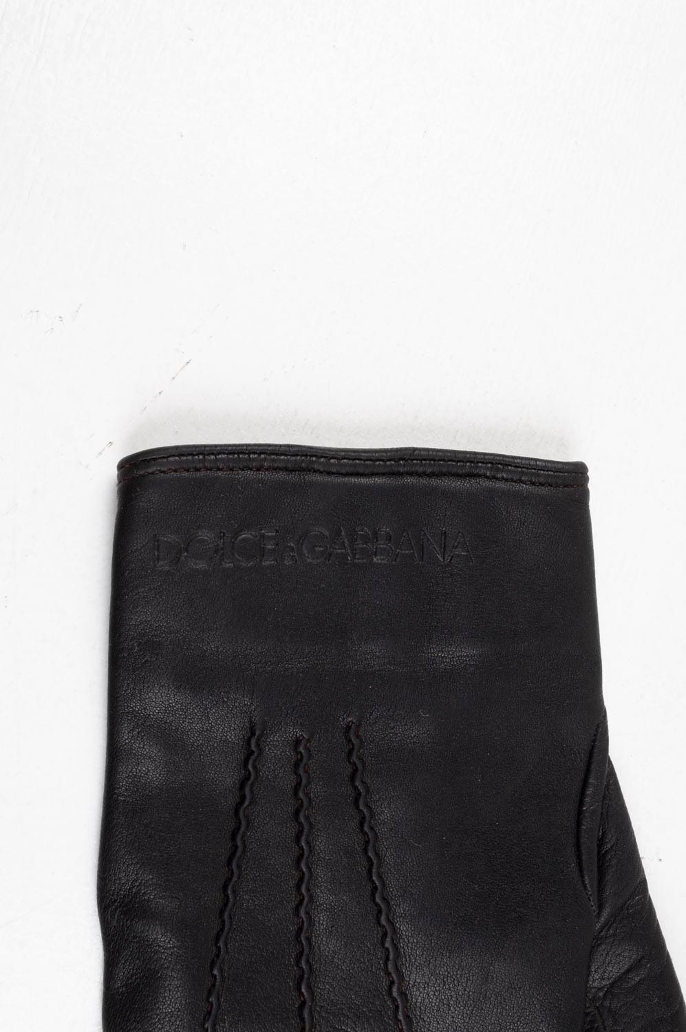 Dolce&Gabbana Leather Men Gloves Size 8.5, S335 In Excellent Condition For Sale In Kaunas, LT