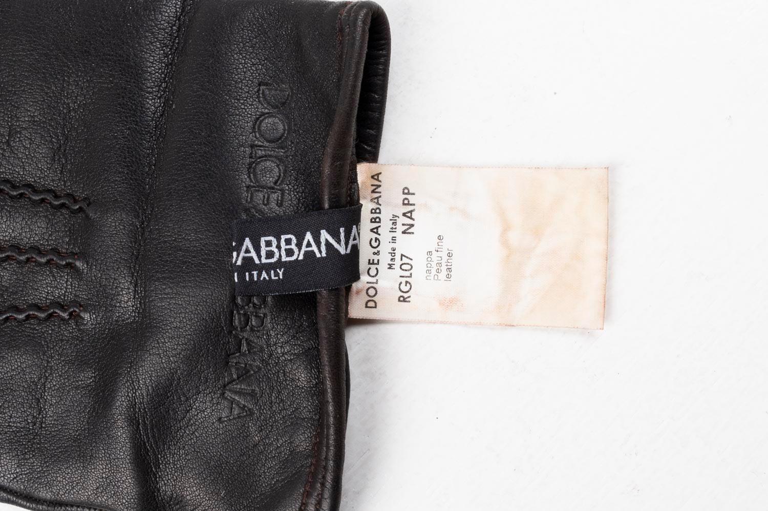 Dolce&Gabbana Herrenhandschuhe aus Leder Größe 8,5, S335 im Angebot 2