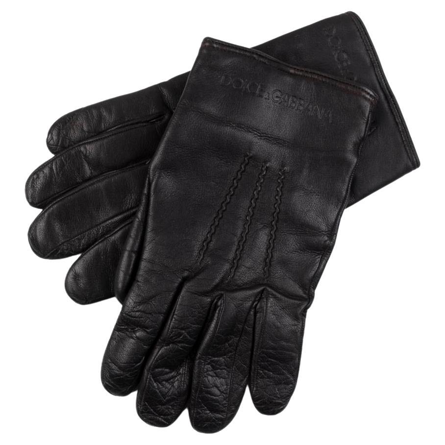 Dolce&Gabbana Leather Men Gloves Size 8.5, S335 For Sale