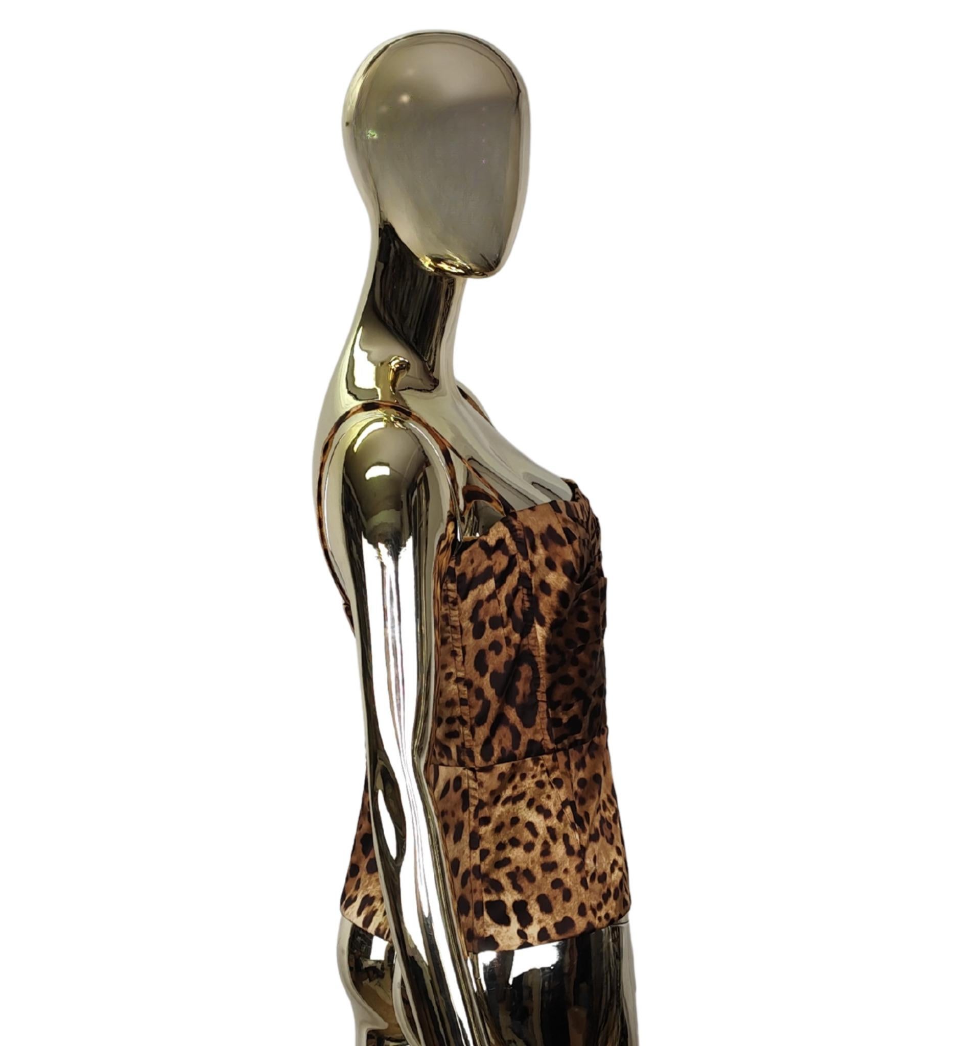 Dolce&Gabbana leopard print silk corset top In Good Condition For Sale In Milano, IT