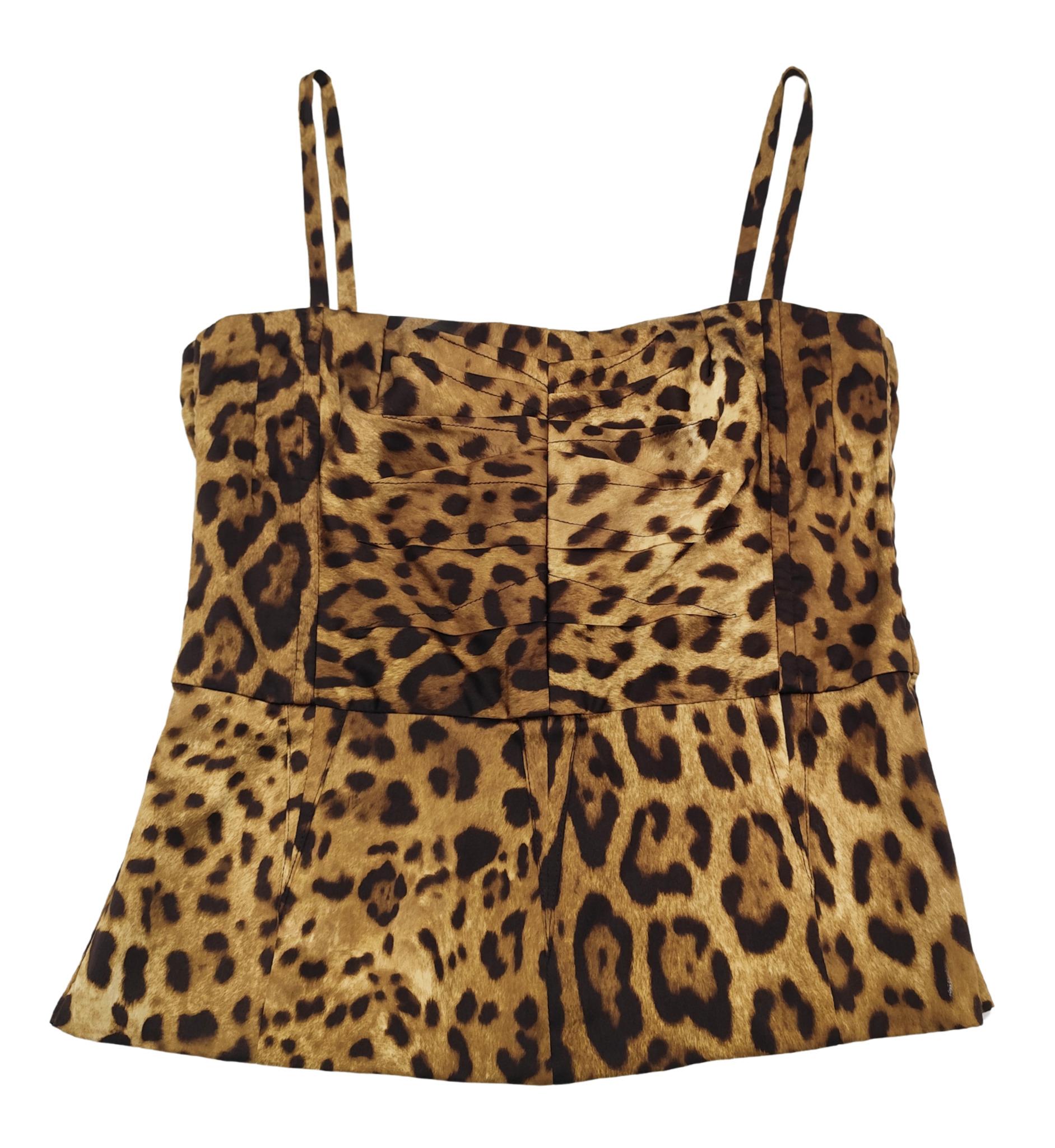 Women's Dolce&Gabbana leopard print silk corset top For Sale