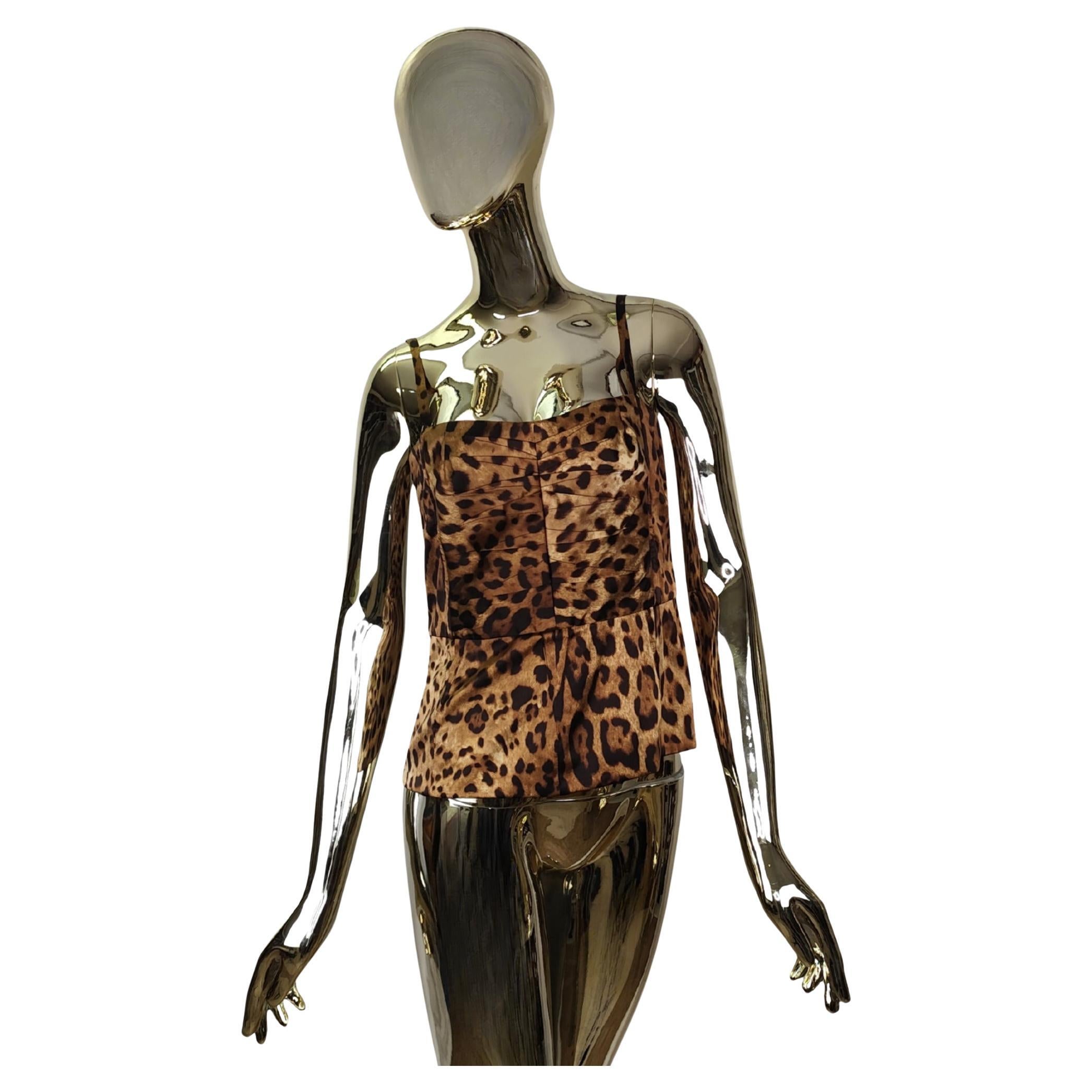 Dolce&Gabbana leopard print silk corset top For Sale