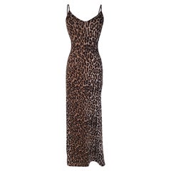 Dolce&Gabbana Leopard Print Slip Dress Spaghetti Straps Small