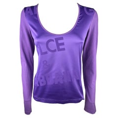 DOLCE&GABBANA – Lilac Blouse with Long Sleeves and Embossed Logo  Size XL