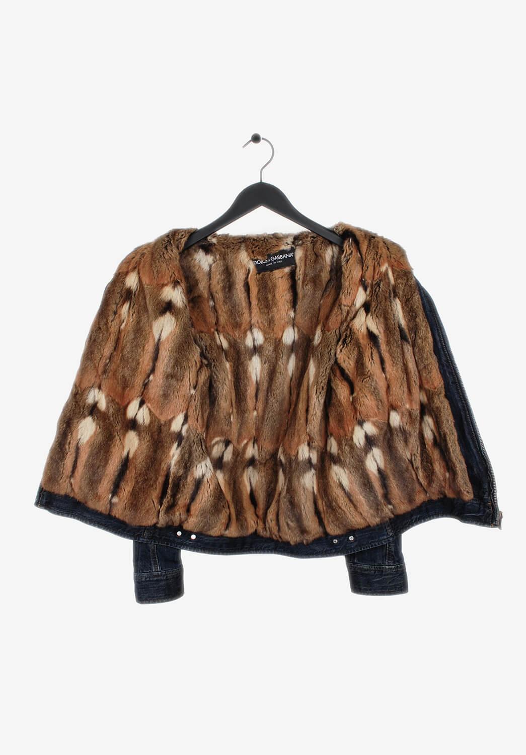 Dolce&Gabbana Mainline Denim Hamster Fur Men Jacket Size 50IT 1