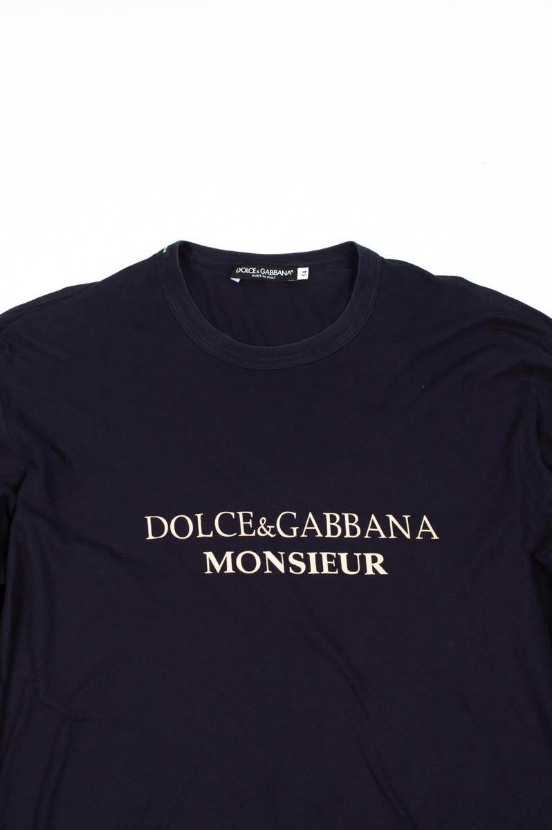 Item for sale is 100% genuine Dolce&Gabbana Mainline Top S146
Color: Navy
(An actual color may a bit vary due to individual computer screen interpretation)
Material: no care label, seems cotton
Tag size: 54IT(L) 
This sweater is great quality item.