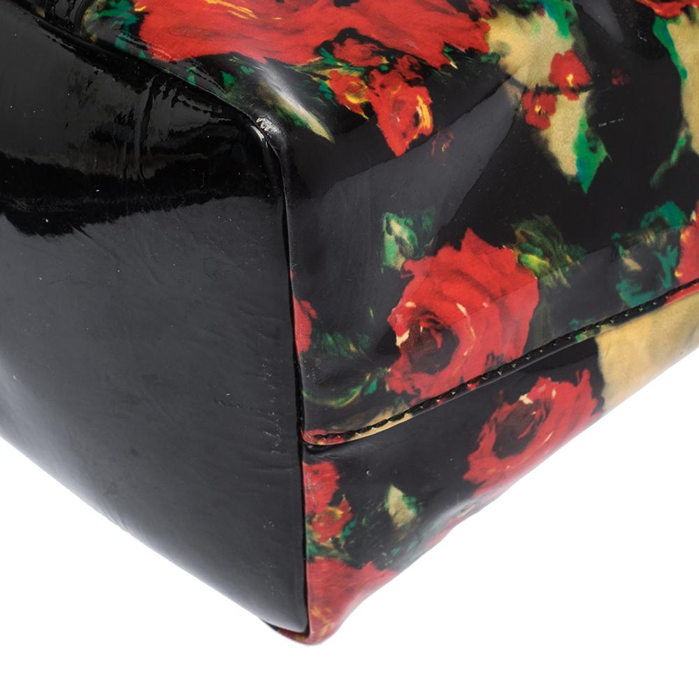 Dolce&Gabbana Multicolor Floral Print Vinyl and Patent Leather Miss Escape Tote 2