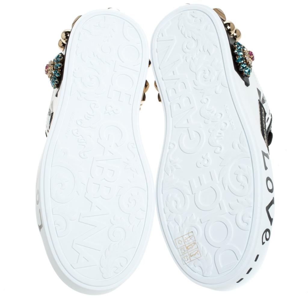 Women's Dolce&Gabbana Multicolor Leather Portofino Low Top Sneakers Size 35.5