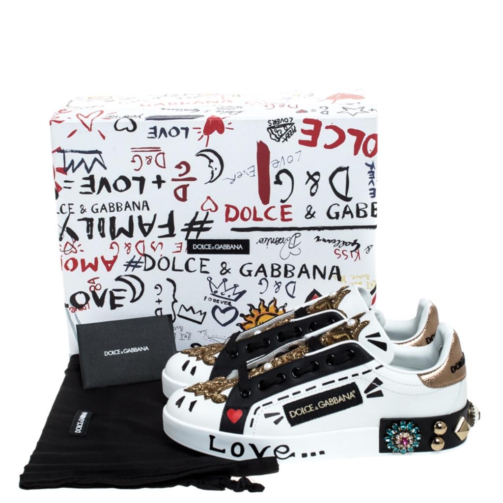 Dolce&Gabbana Multicolor Leather Portofino Low Top Sneakers Size 35.5 2