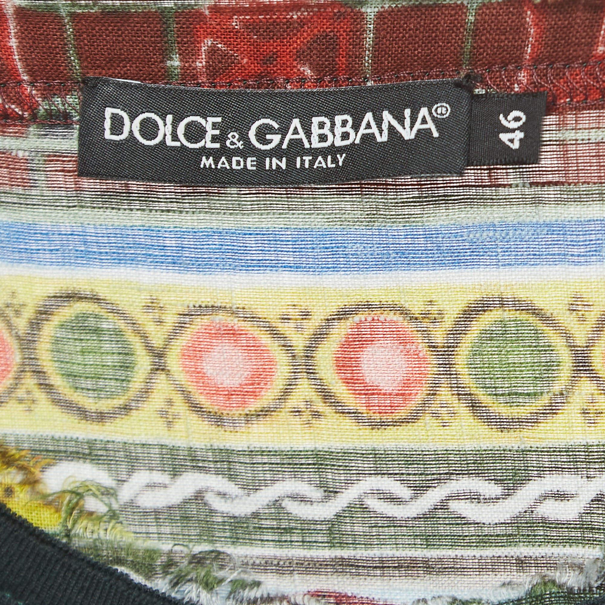 Dolce&Gabbana Multicolor Print Linen Half Sleeve Shirt S 1
