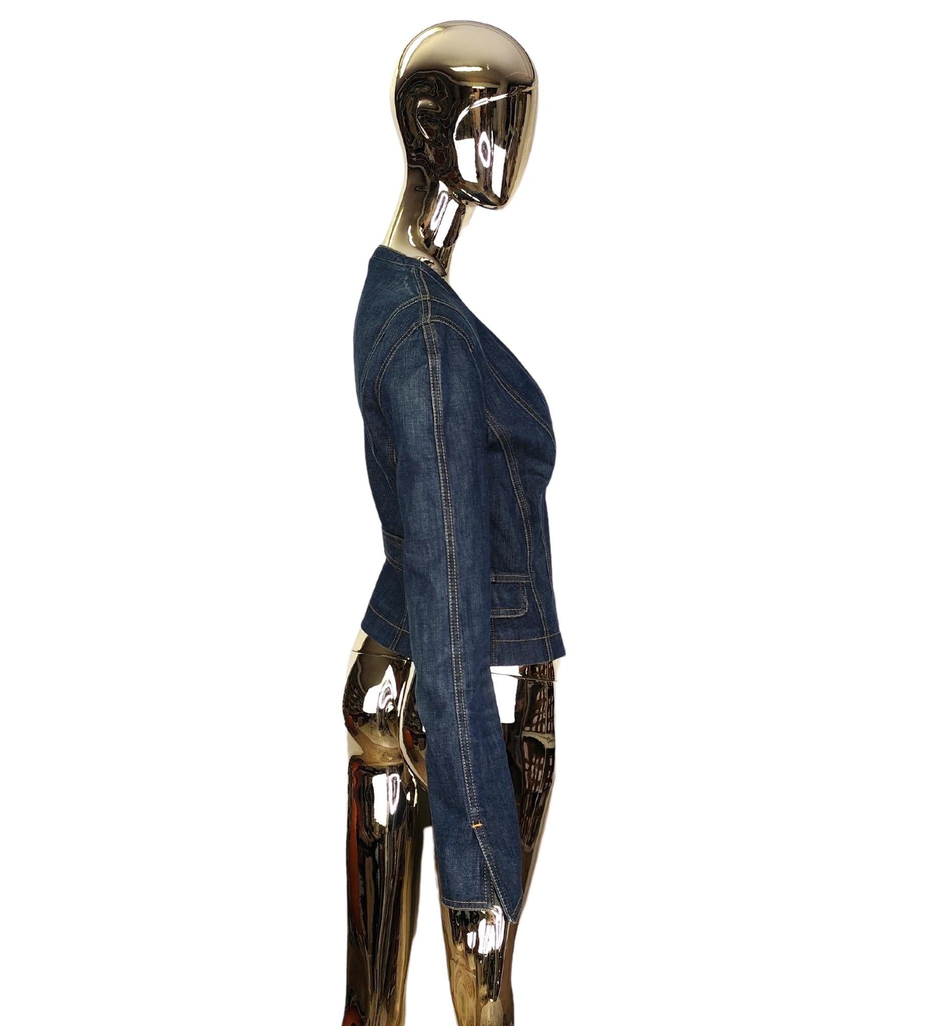 Black Dolce&Gabbana pointed sleeves denim jacket For Sale
