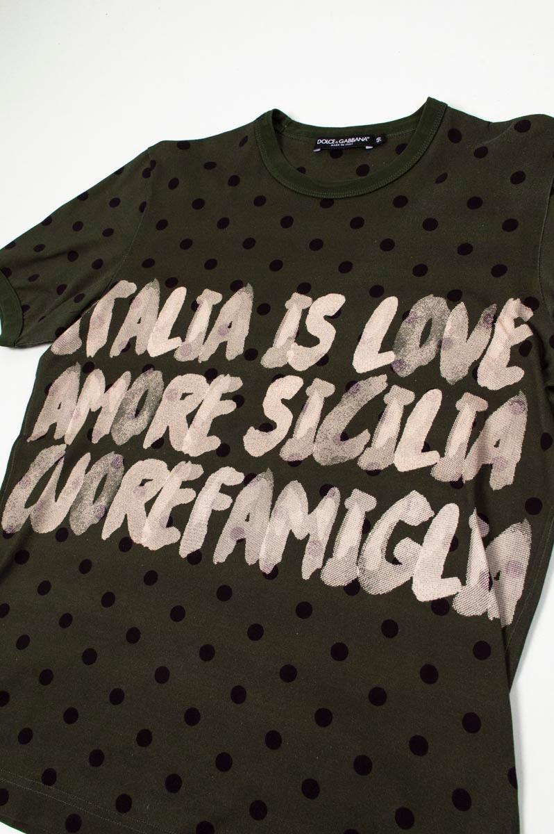 Black Dolce&Gabbana Polka Dots Men T-Shirt Size 50IT(M) S211 For Sale