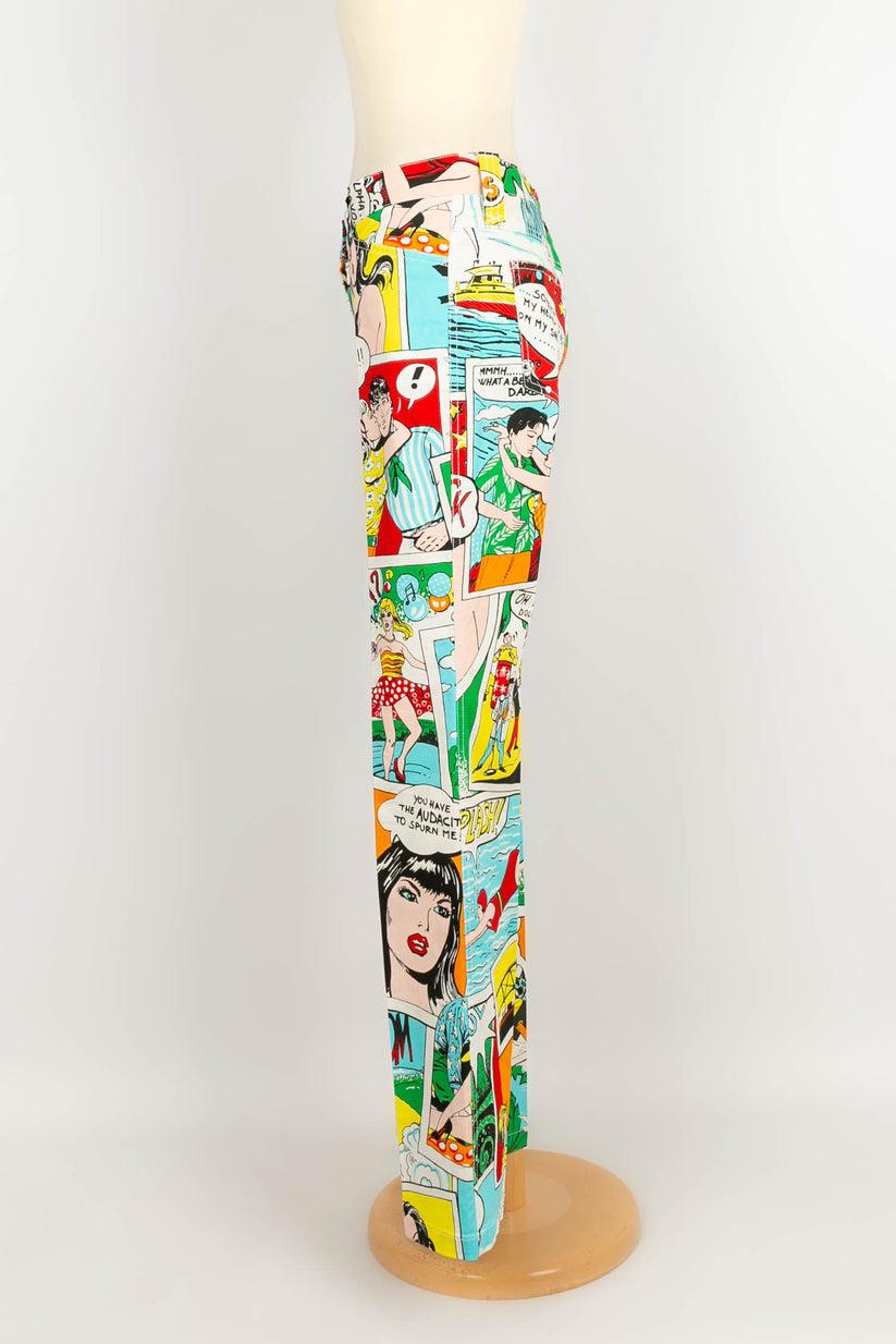 Dolce & Gabbana -(Made in Italy) Multicolored cotton pop art pants. Size indicated 42IT, it corresponds to a 38FR.

Additional information: 
Dimensions: Waist: 42 cm, Hips: 50 cm, Length: 100 cm
Condition: Very good condition
Seller Ref number: FJ4