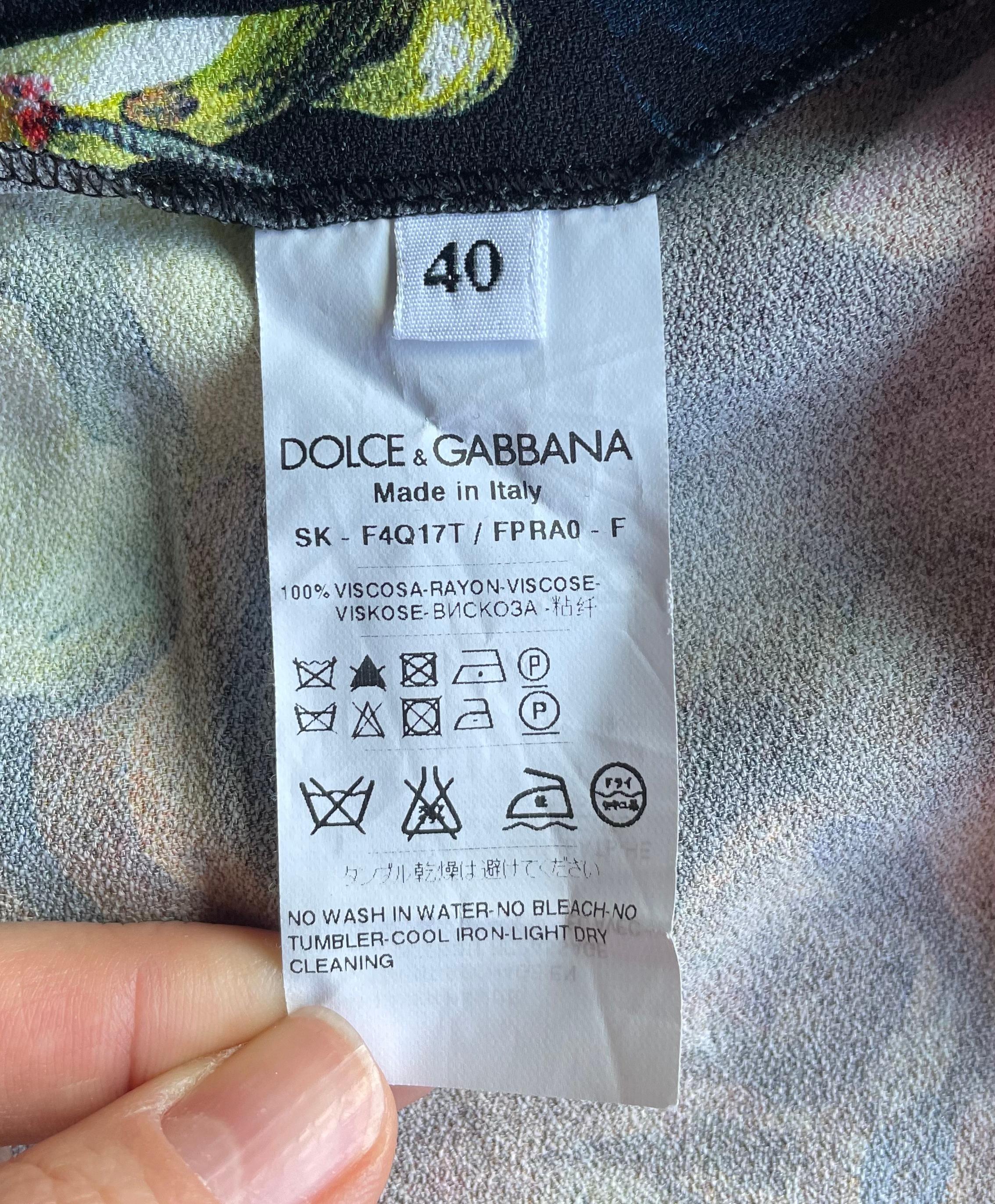Beige Dolce&Gabbana printed Sicilia collection midi pencil skirt, SS 2013