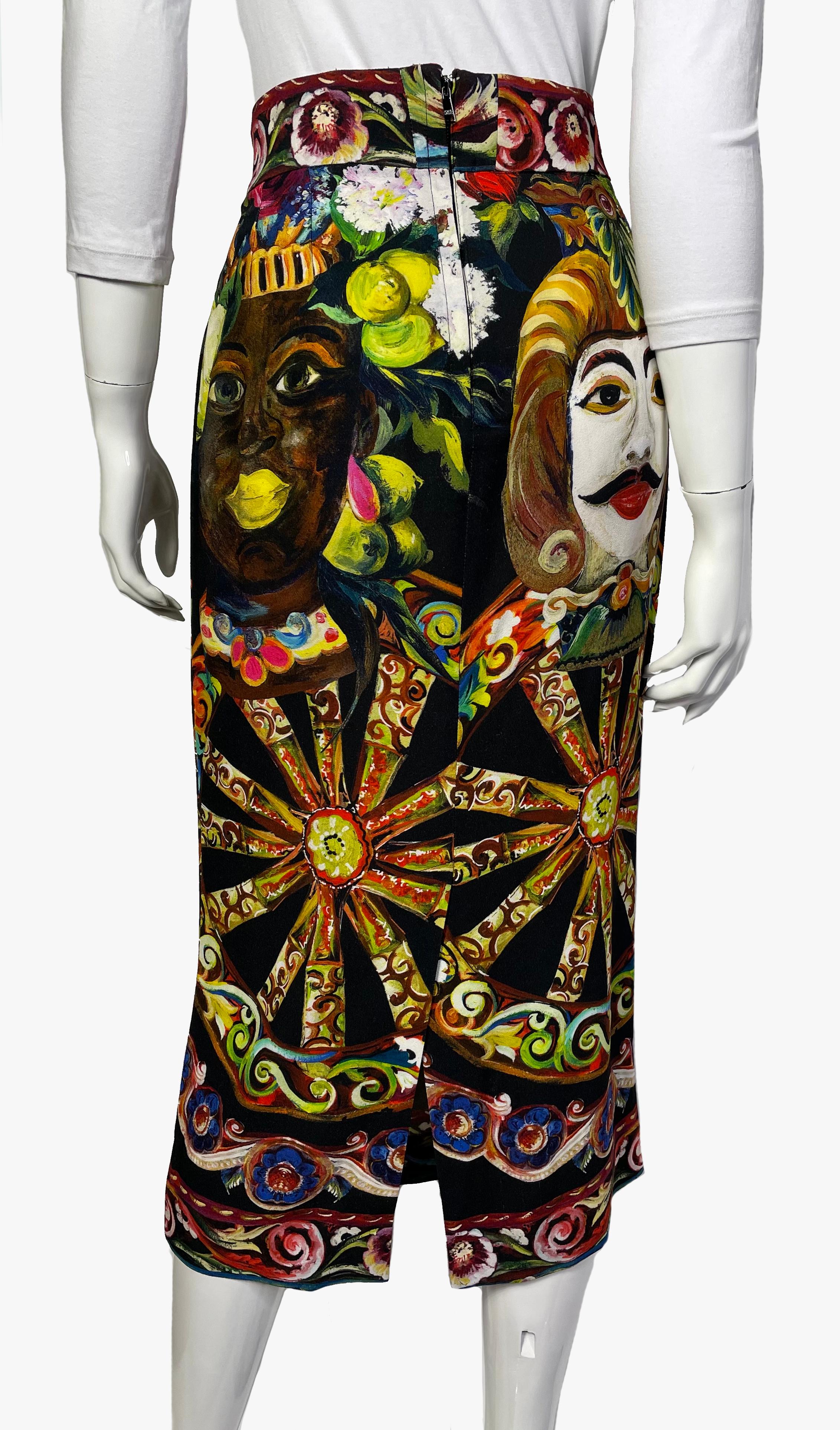 Women's Dolce&Gabbana printed Sicilia collection midi pencil skirt, SS 2013