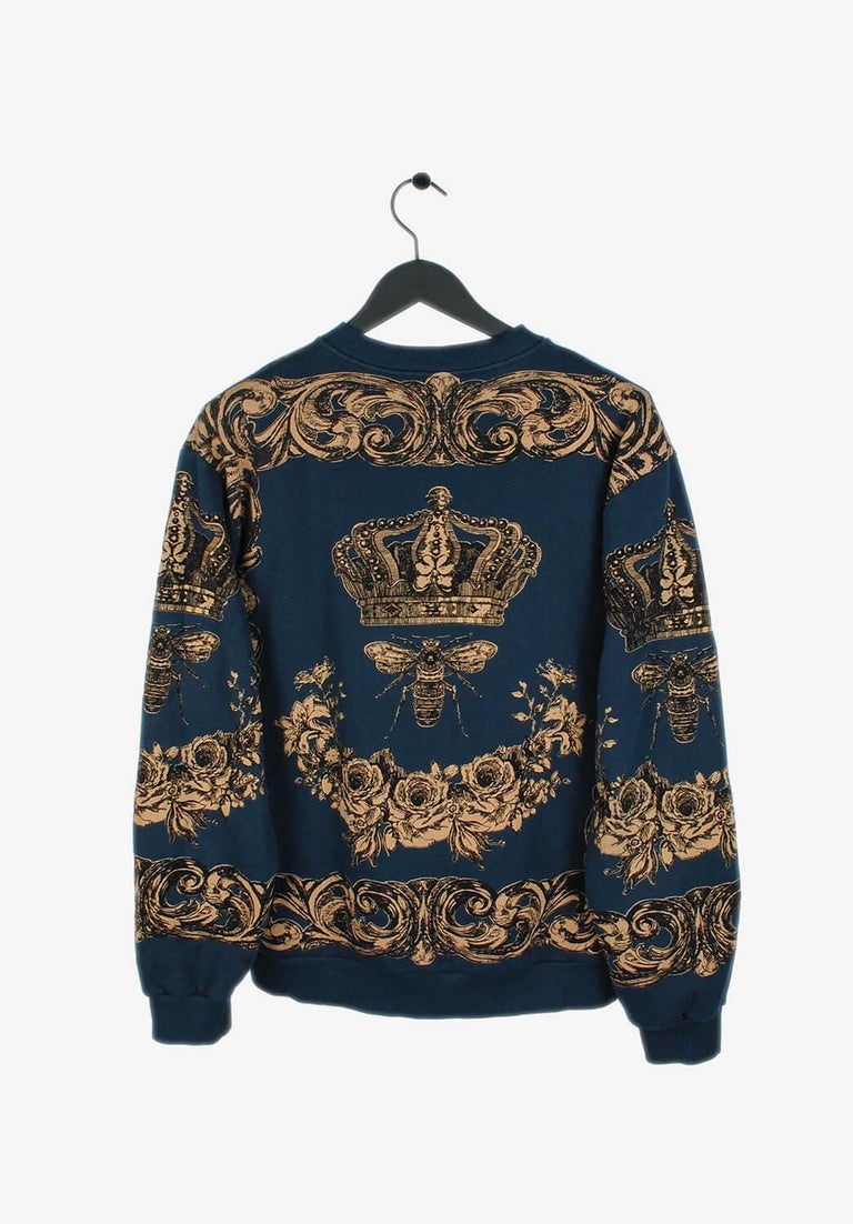 Dolce&Gabbana Pullover Jumper Bee Crown Print Men Sweatshirt Size  52IT(L)(S011) For Sale at 1stDibs