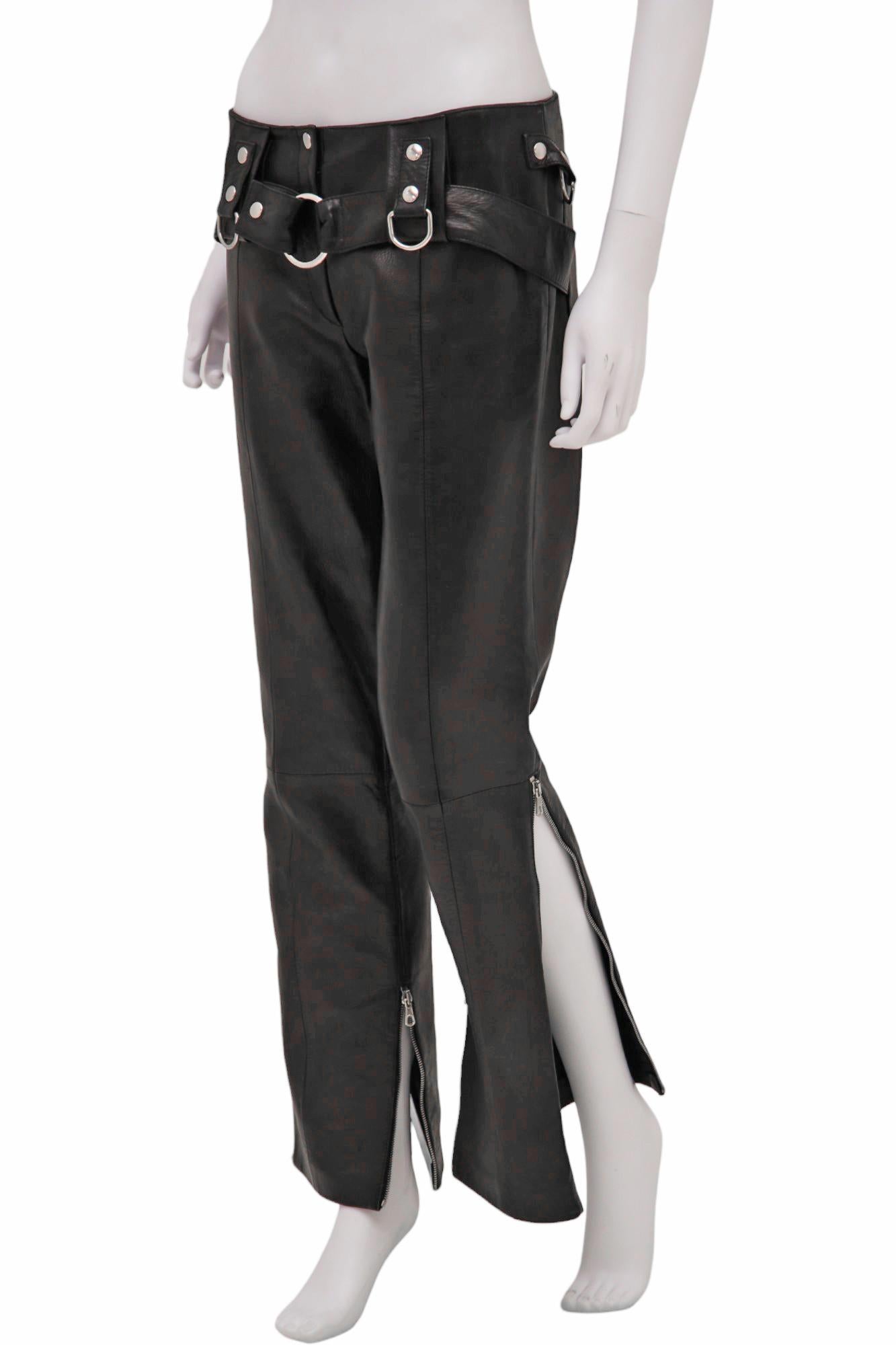 Dolce&Gabbana S/S 2000 Bondage Pantalon en cuir avec ceinture Pour femmes en vente