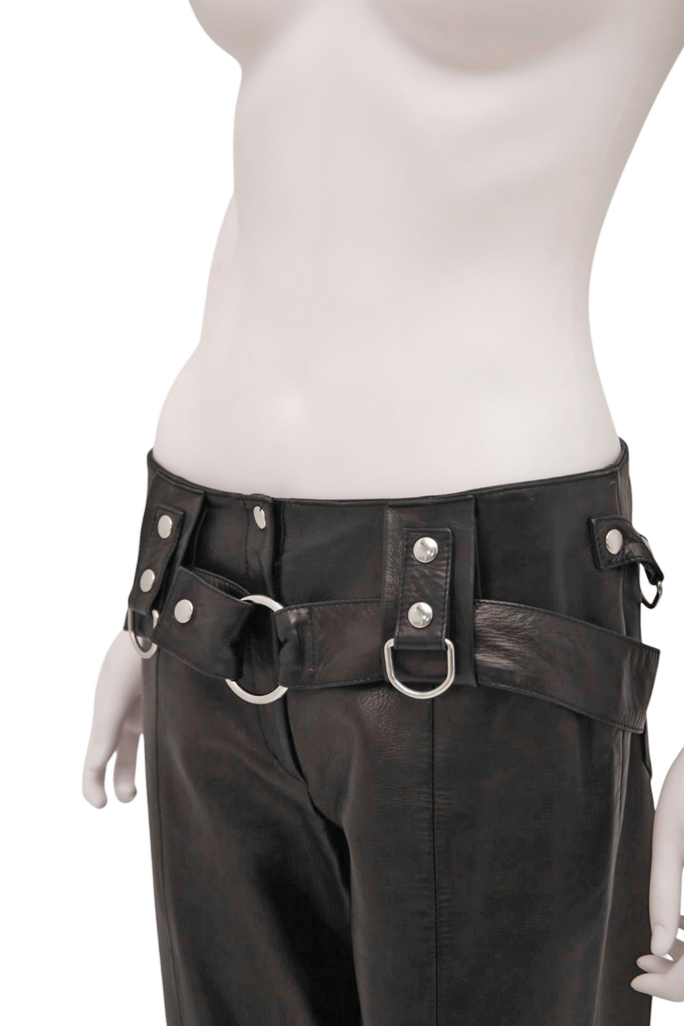 Dolce&Gabbana S/S 2000 Bondage Pantalon en cuir avec ceinture en vente 1