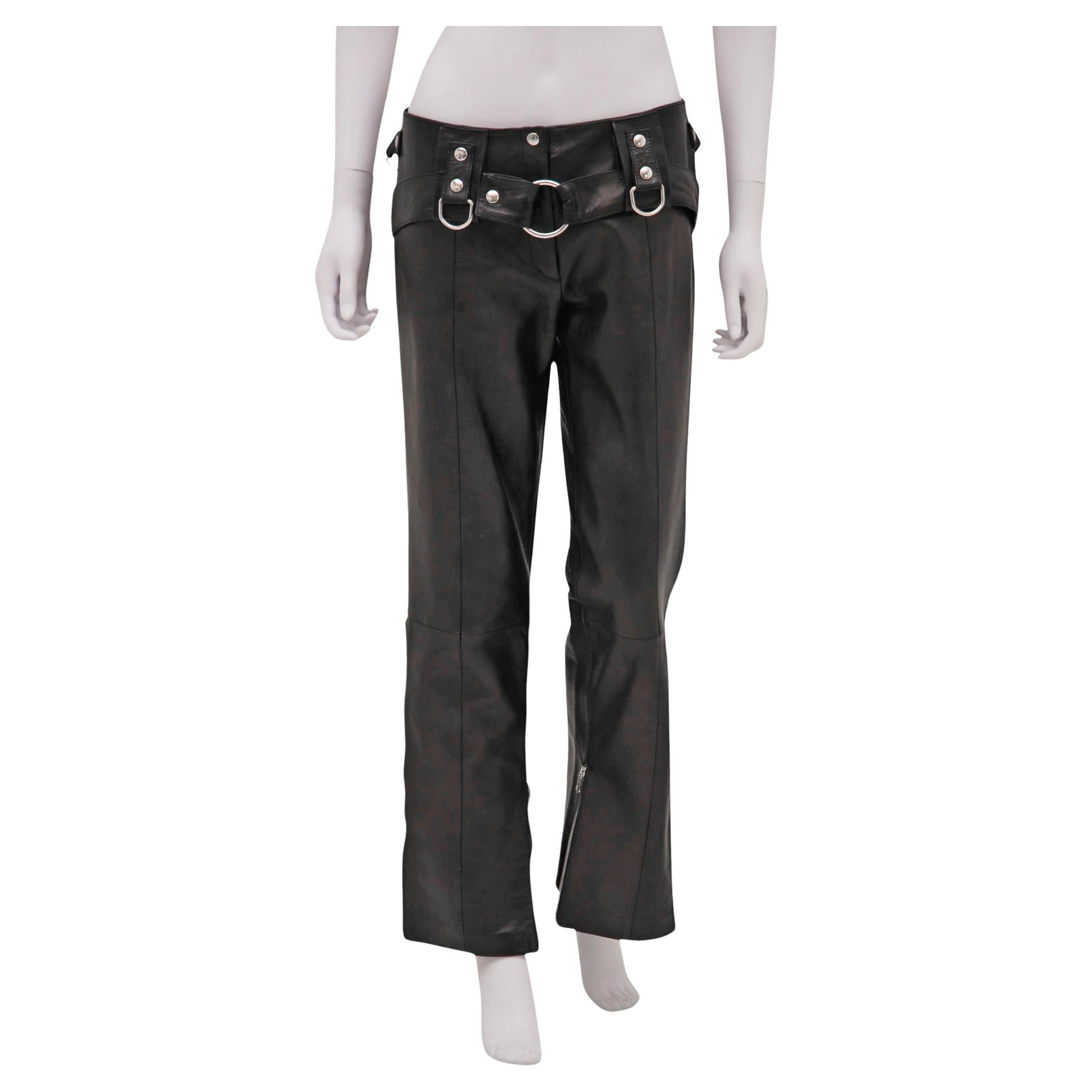 Dolce&Gabbana S/S 2000 Pantalones de cuero con cinturón bondage
