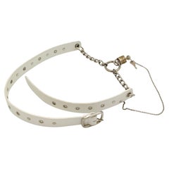 Dolce & Gabbana S/S 2003 ceinture à chaîne en cuir blanc