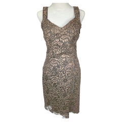 Dolce&Gabbana ScallopCutWork GuipureLaceOverlay Appliqued WoolKnit CocktailDress