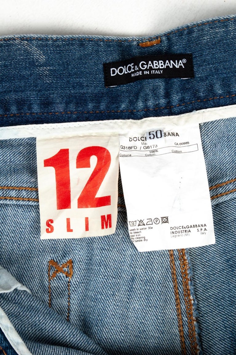 Jean Homme Dolce & Gabbana Vintage Déchiré - Taille ITA 50 (L), Détresse Usine, Fabriqué En Italie