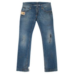 Retro Dolce&Gabbana Sex Men Distressed Dirty Ripped Design Jeans Size ITA 50 