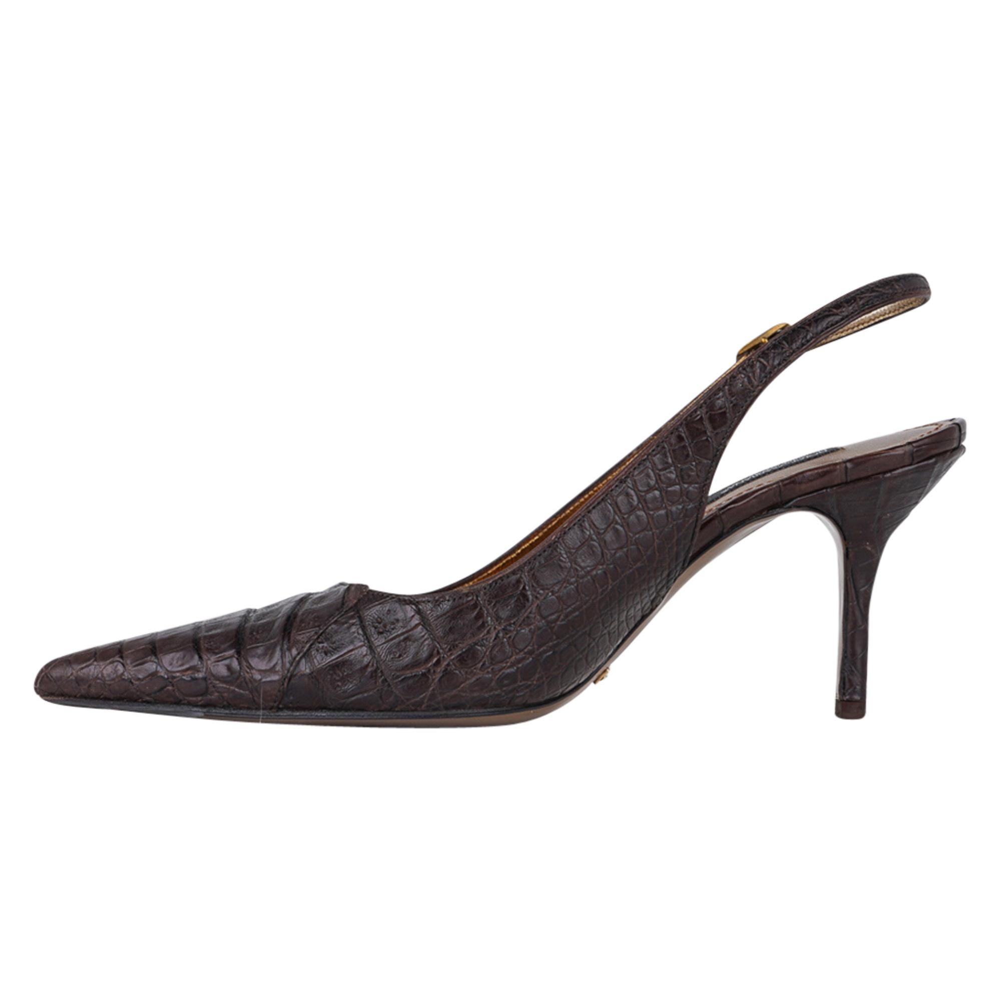 Noir Chaussures Dolce&Gabbana Signature - Sandale Crocodile marron - 40 / 10 - 9 en vente