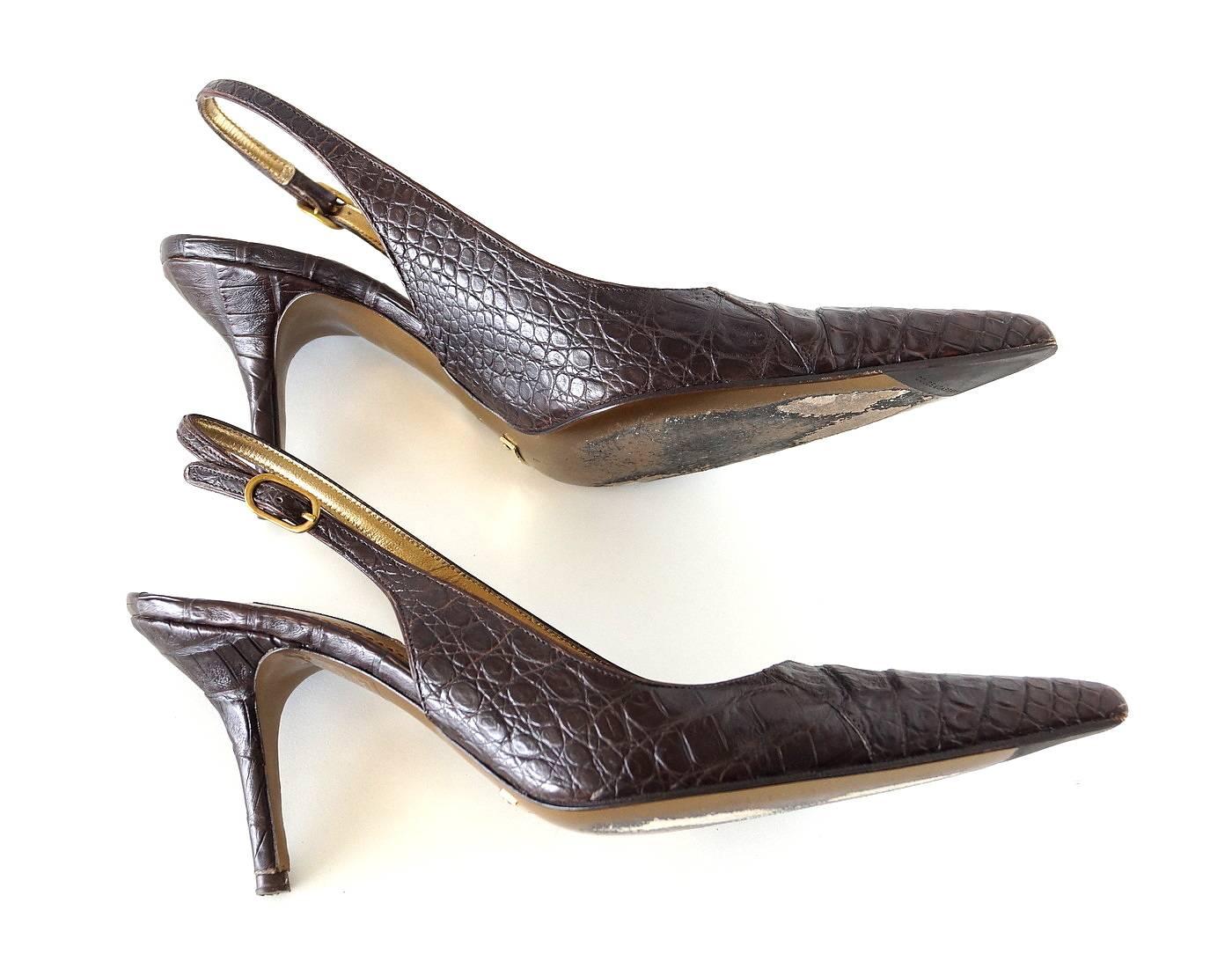 Chaussures Dolce&Gabbana Signature - Sandale Crocodile marron - 40 / 10 - 9 en vente 2