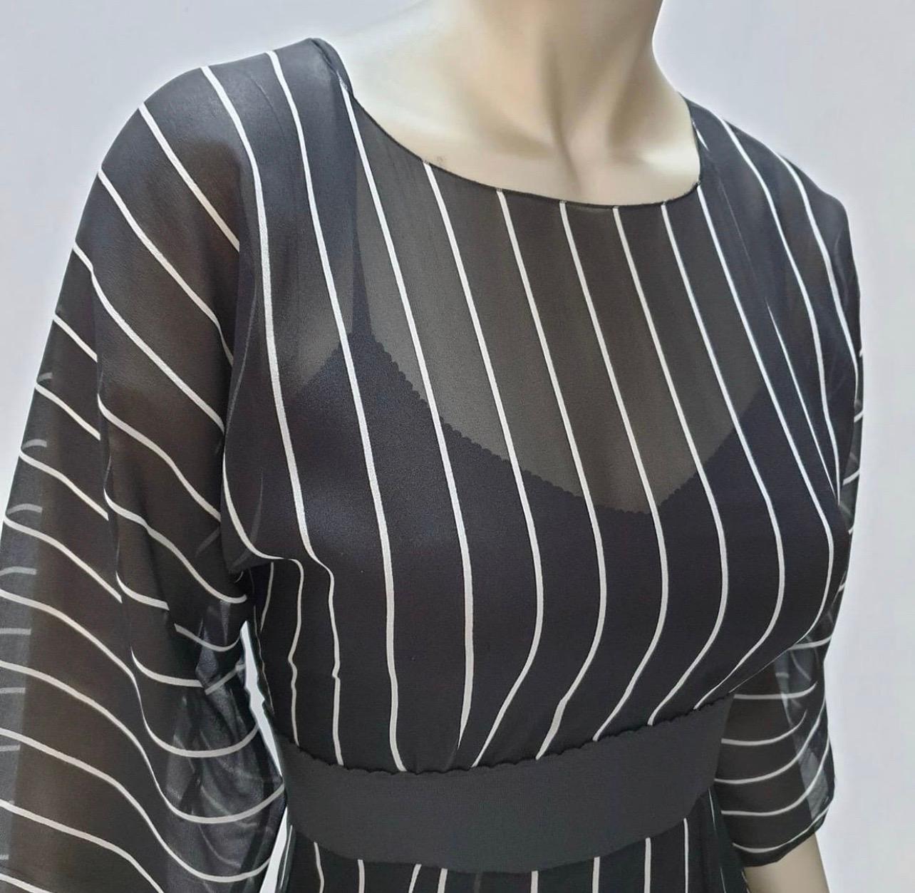 Dolce&Gabbana Silk Striped Double Dress In Excellent Condition In Krakow, PL