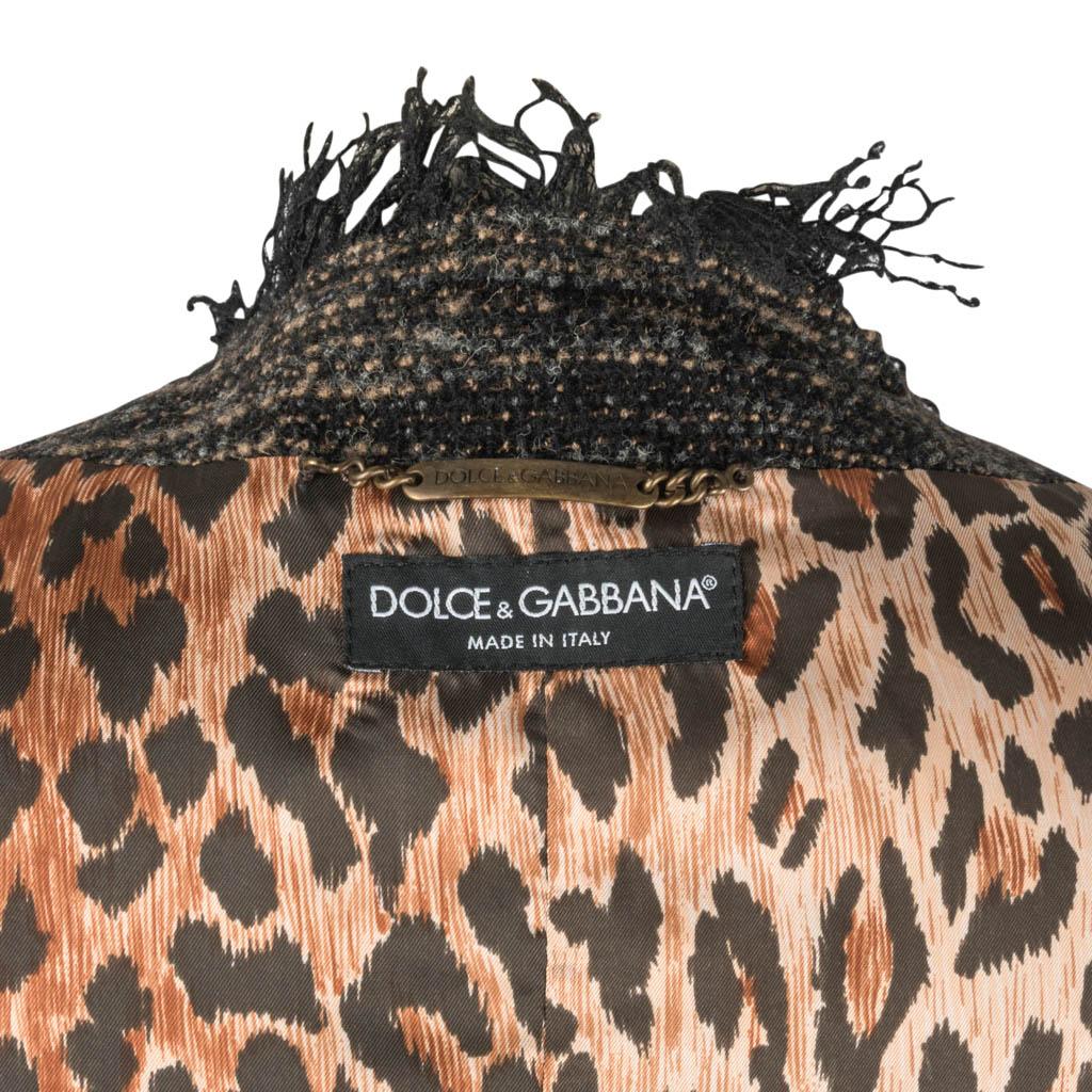 Dolce&Gabbana - Ensemble jupe en daim et tweed avec boutons en cuir, 42/8 en vente 10