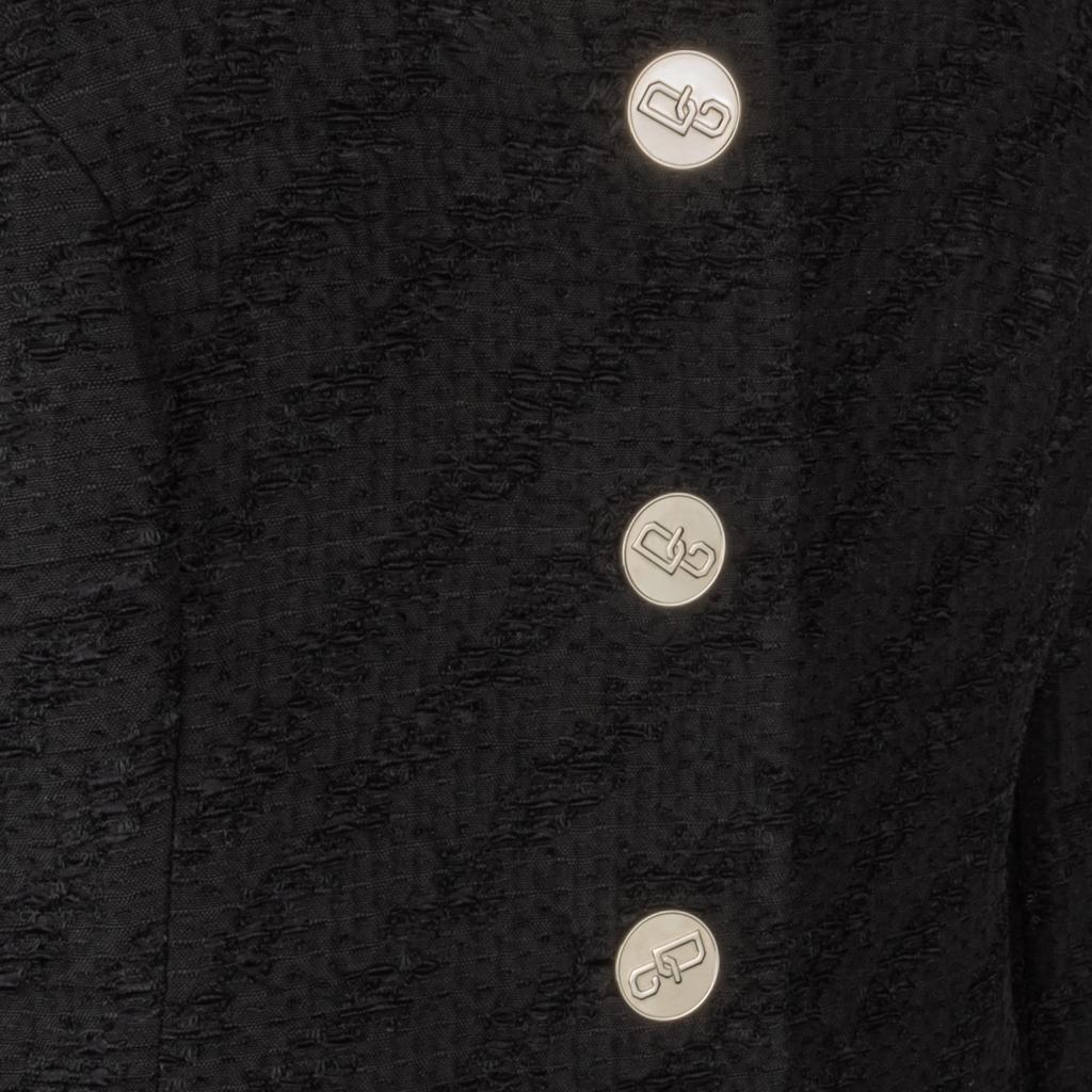 Women's Dolce&Gabbana Skirt Suit Black Scoop Neck Silver Mirror Buttons 44 fits 8
