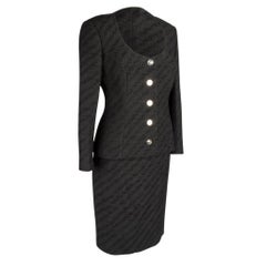Dolce&Gabbana Rock Anzug Schwarz Rundhalsausschnitt Silber Spiegel Knöpfe 44 passt 8