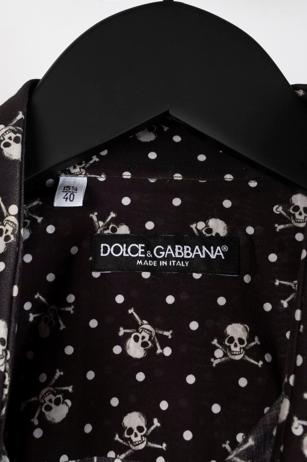 Dolce&Gabbana Skulls Print Men Shirt Size 15.75/40, (Medium), S436 For Sale 2