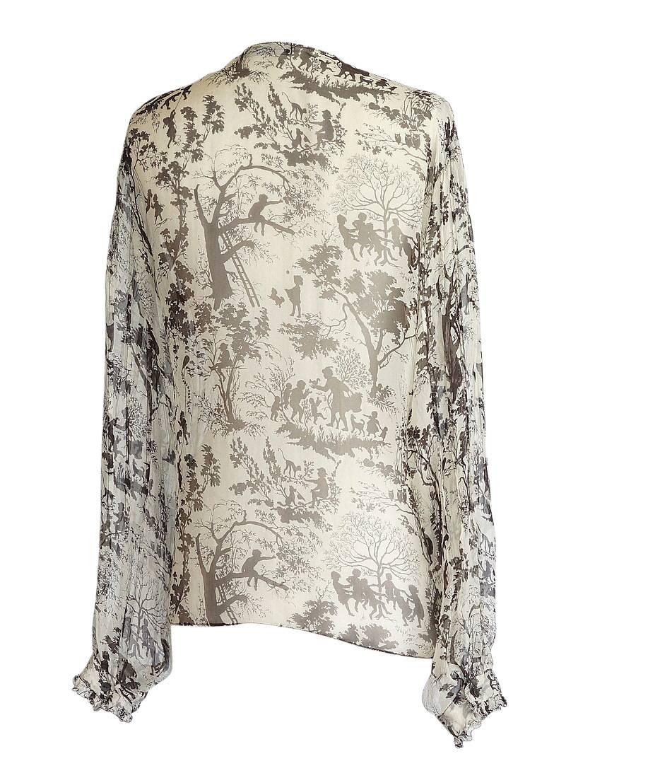 Dolce&Gabbana Top Beautiful Semi Sheer Idyllic Print  40 / 6 In Excellent Condition For Sale In Miami, FL