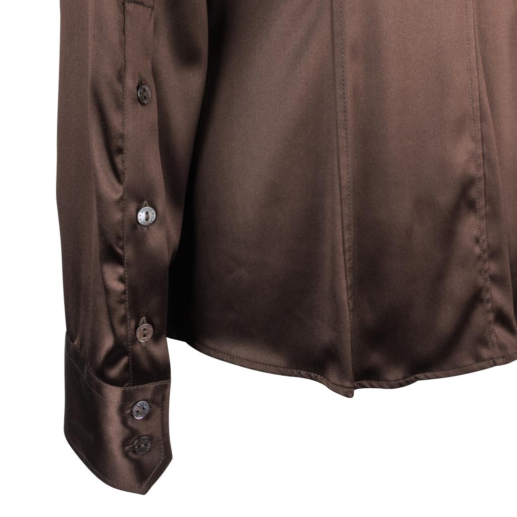 Dolce&Gabbana Top Rich Brown Silk Stretch Shirt  44 fits 8 nwt 2