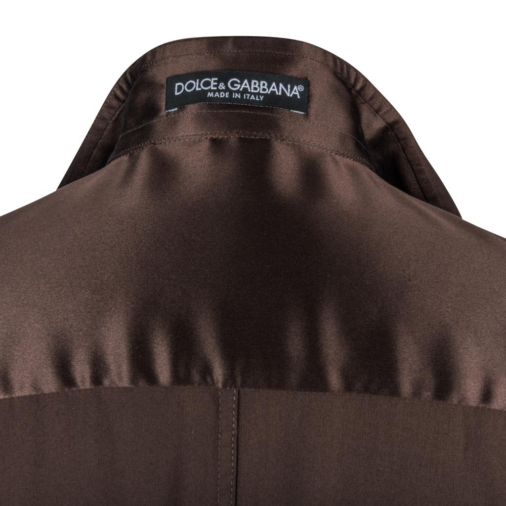 Dolce&Gabbana Top Rich Brown Silk Stretch Shirt  44 fits 8 nwt 5