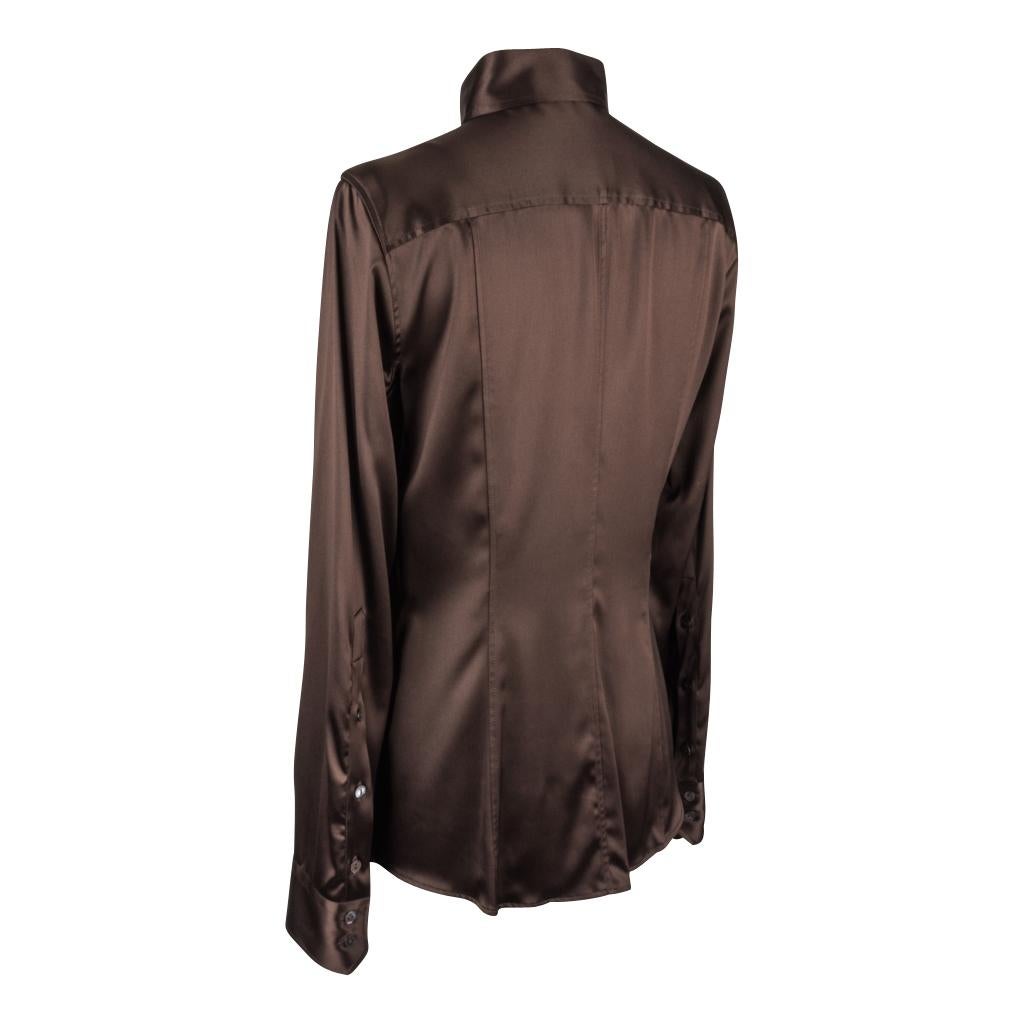 Dolce&Gabbana Top Rich Brown Silk Stretch Shirt  44 fits 8 nwt 1