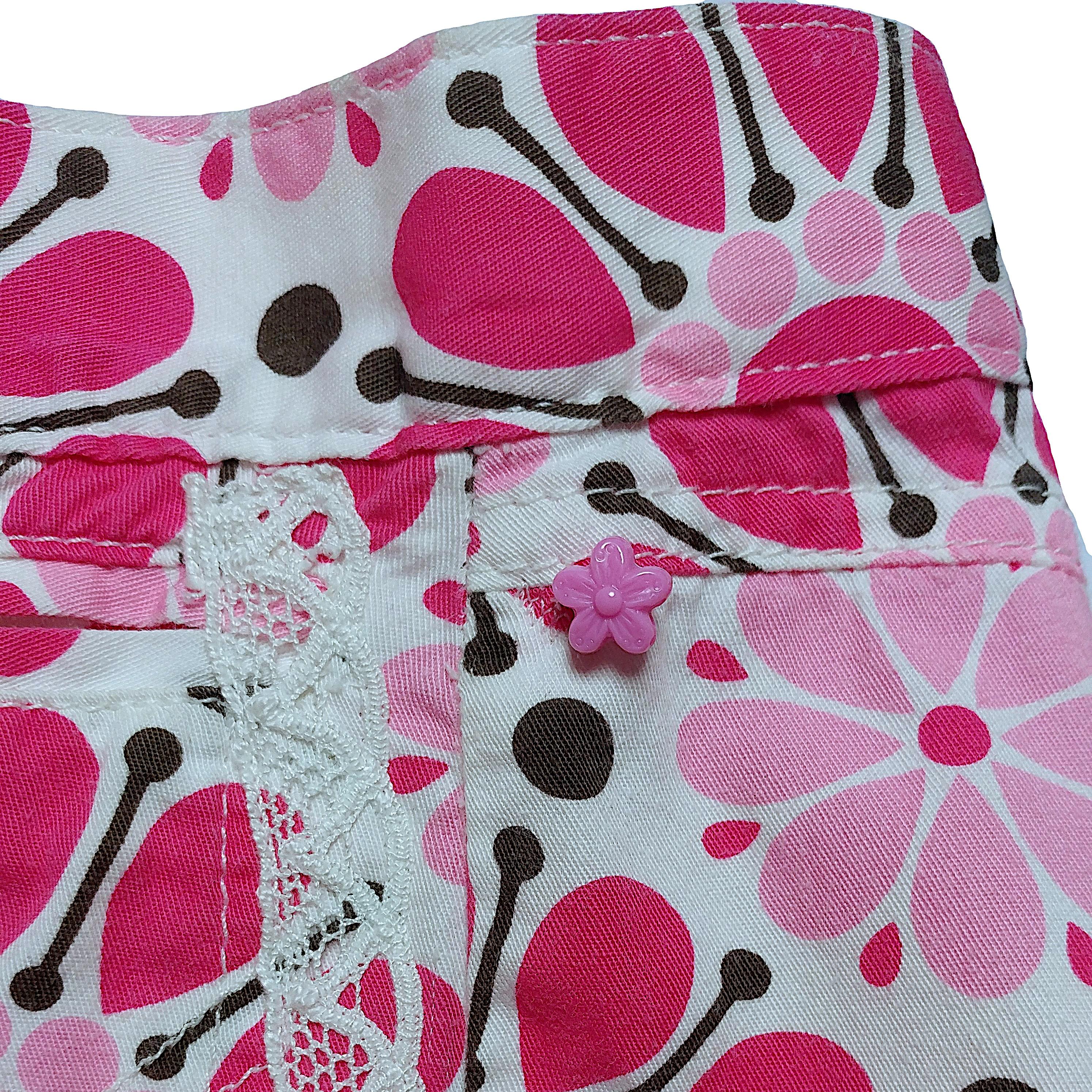 DOLCE&GABBANA  Vintage Cotton White and Pink Shorts with Floral Print  Size S 3