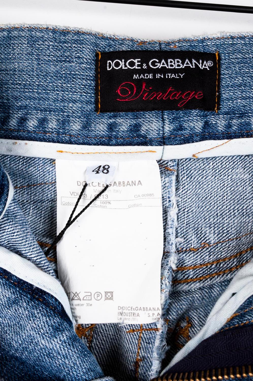 Dolce&Gabbana Vintage Denim Distressed Ripped Knees Men Jeans Size 48 (M/L) Loos For Sale 1