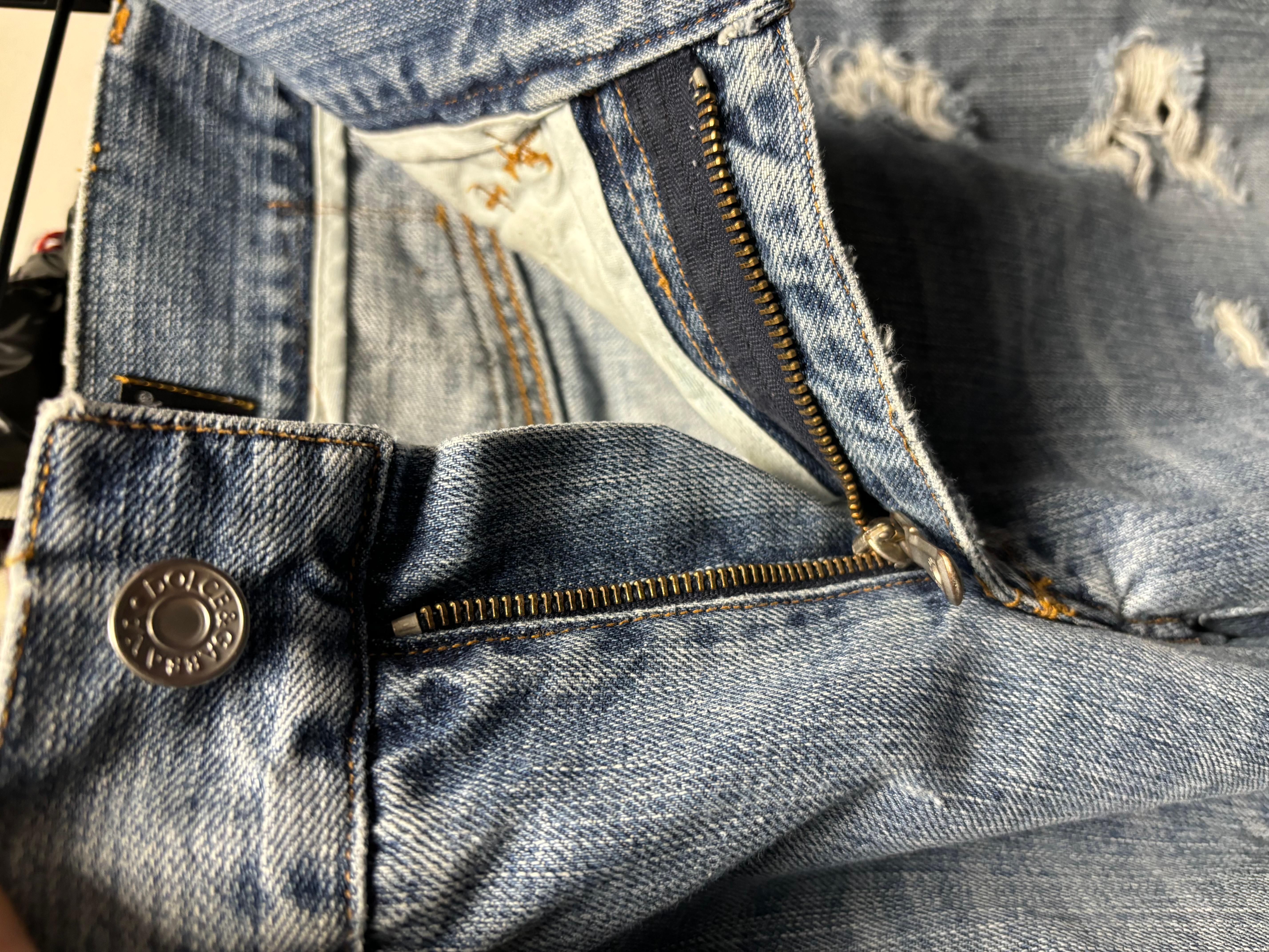 Dolce&Gabbana Vintage Denim Distressed Ripped Knees Men Jeans Size 48 (M/L) Loos For Sale 3