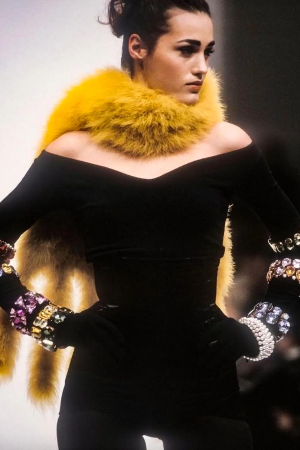 Dolce&Gabbana Vintage F/W 1991 Jeweled Crystal Embellished Black Crop Top For Sale 12